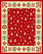 Red White Evergreen Border Medallion Rug