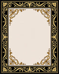 Black Gold Filigree Scroll Border Rug
