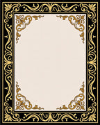 Black Gold Filigree Scroll Border Rug