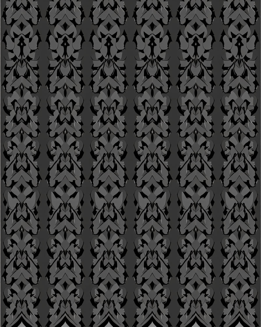 Charcoal Gray Sculptural Damask Repeats Rug