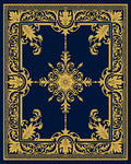 Golden Navy Floral Frame Rug
