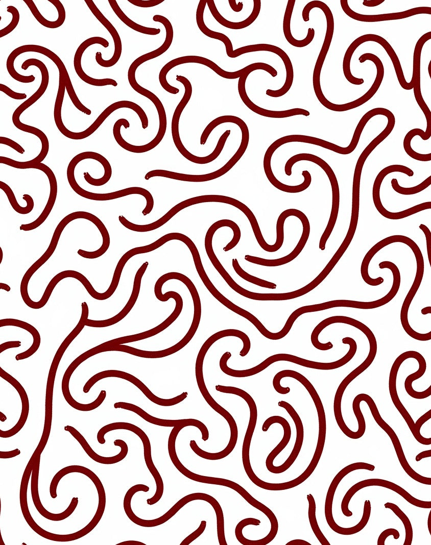 Crimson Swirl Abstract Continuous Line Rug