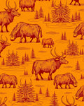 Rustic Bison Forest Orange Landscape Rug