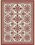 Crimson Burgundy Medallion Square Layout Rug