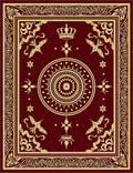 Burgundy Gold Ornamental Crown Medallion Rug