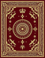 Burgundy Gold Ornamental Crown Medallion Rug