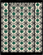 Cream Black Teal Damask Tile Rug