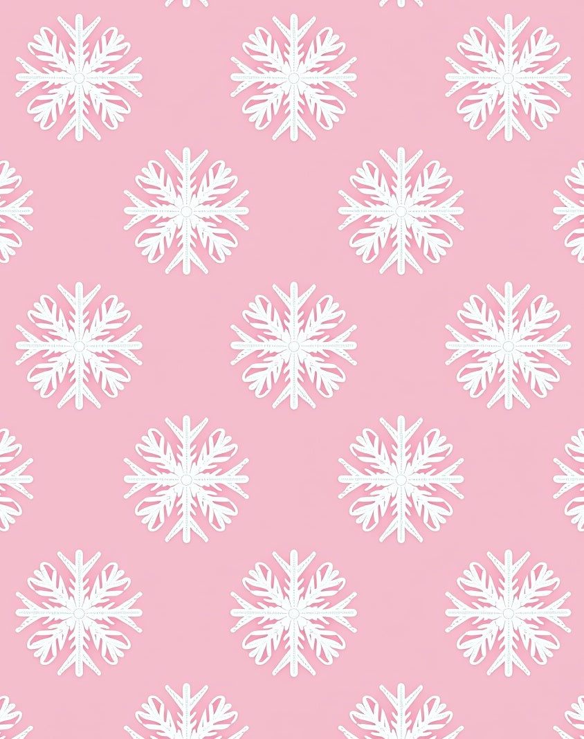 Pastel Pink White Snowflake Repeat Rug