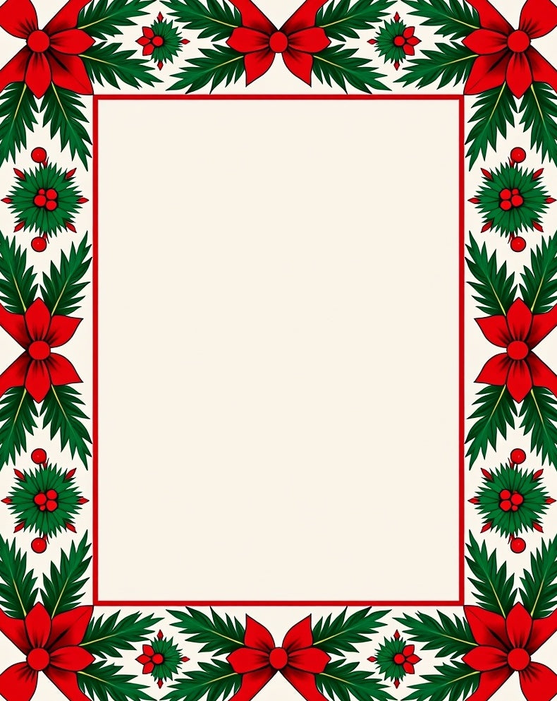 Festive red bows and holly border Rug