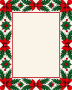 Festive red bows and holly border Rug