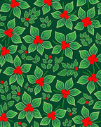 Green Red Berry Botanical Floral Rug