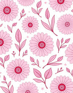 Pink Petal Daisy Branches Swirl Rug