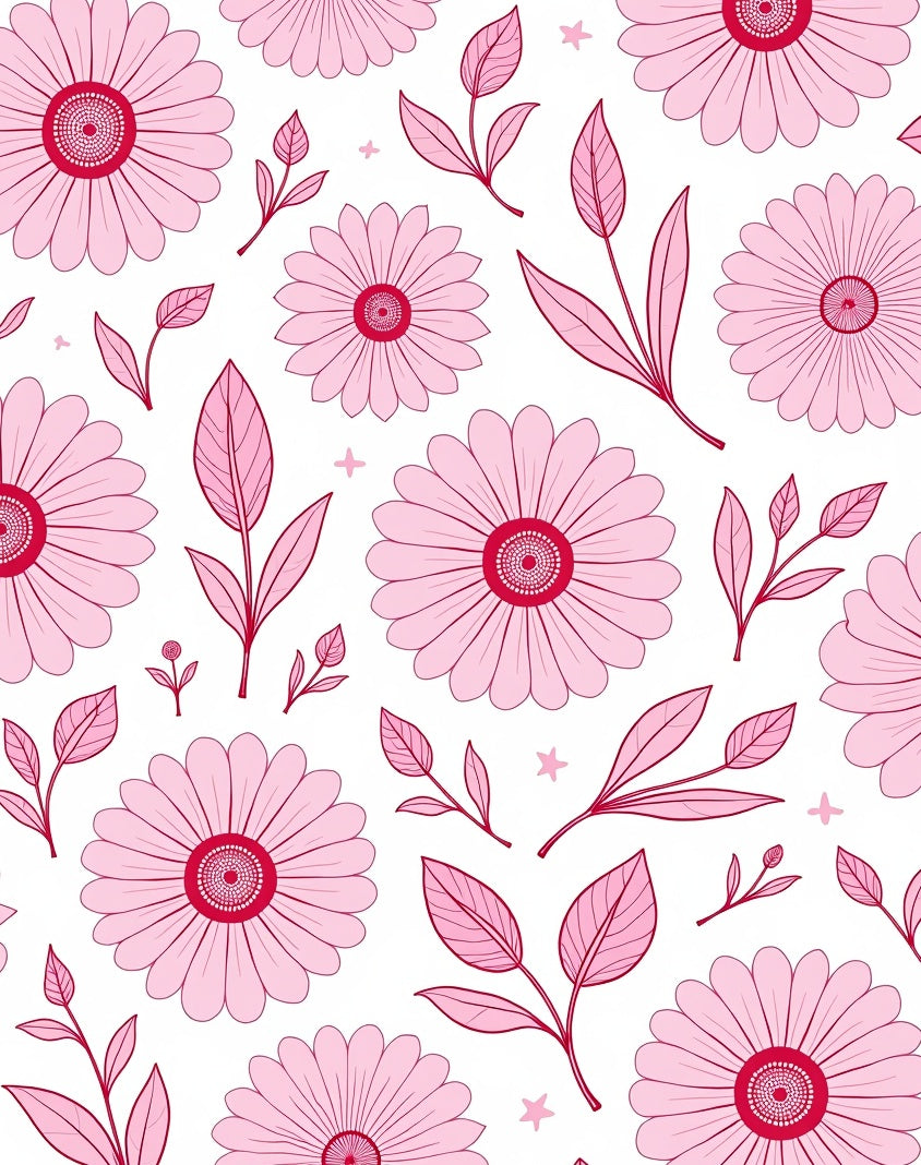 Pink Petal Daisy Branches Swirl Rug