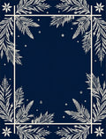 Navy White Botanical Frame Rug