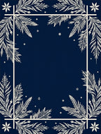 Navy White Botanical Frame Rug
