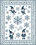 Charming Blue Gnomes Snowflake Winter Border Rug