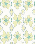 Soft Yellow Blue Floral Medallion Rug