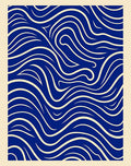 Deep Blue Cream Flowing Lines Rug