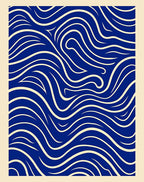 Deep Blue Cream Flowing Lines Rug