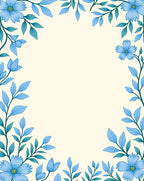 Light Blue Floral Vine Border Rug