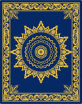 Deep Blue Golden Sun Medallion Border Rug