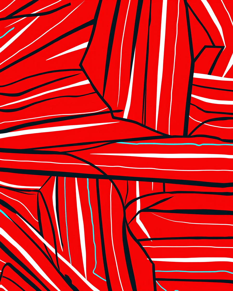 Bold Crimson Abstract Stripe Arrangement Rug