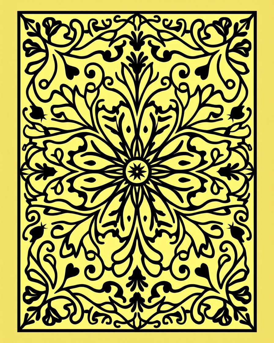Radiant Yellow Floral Mandala Rug