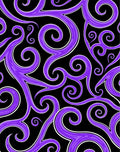 Purple Swirl Scrollwork Black Rug