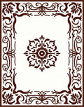 Rich Brown Floral Medallion Border Rug