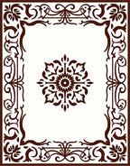 Rich Brown Floral Medallion Border Rug