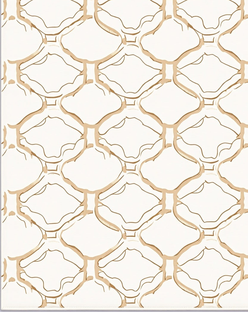Antique Beige Lattice Repeating Pattern Rug