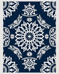 Midnight Navy White Floral Medallion Rug