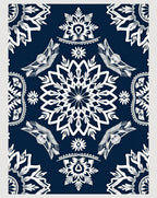 Midnight Navy White Floral Medallion Rug