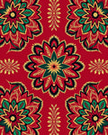 Crimson Emerald Golden Mandala Blooms Rug