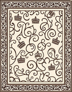 Ornate Crown Scrollwork Cream Brown Rug