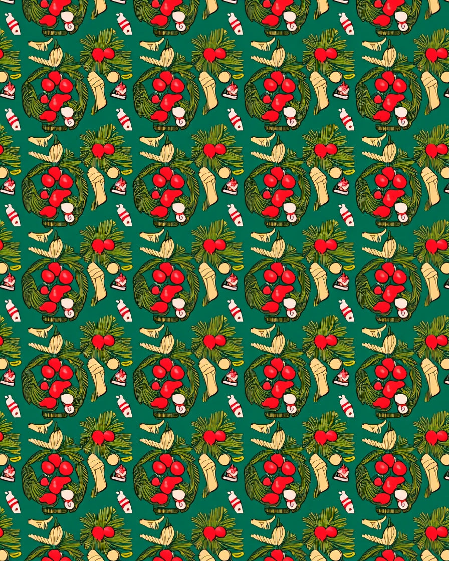 Festive Red Berry Wreath Holiday Rug