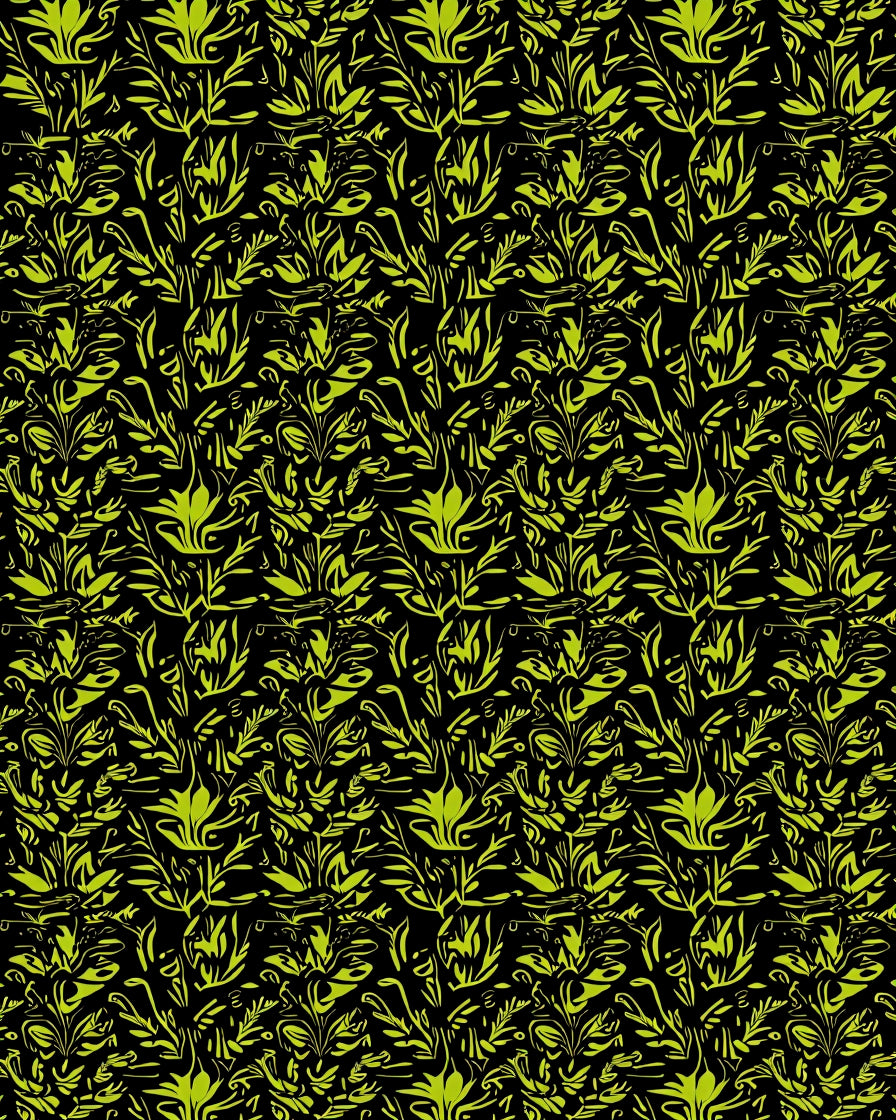 Chartreuse Organic Foliage Background Rug