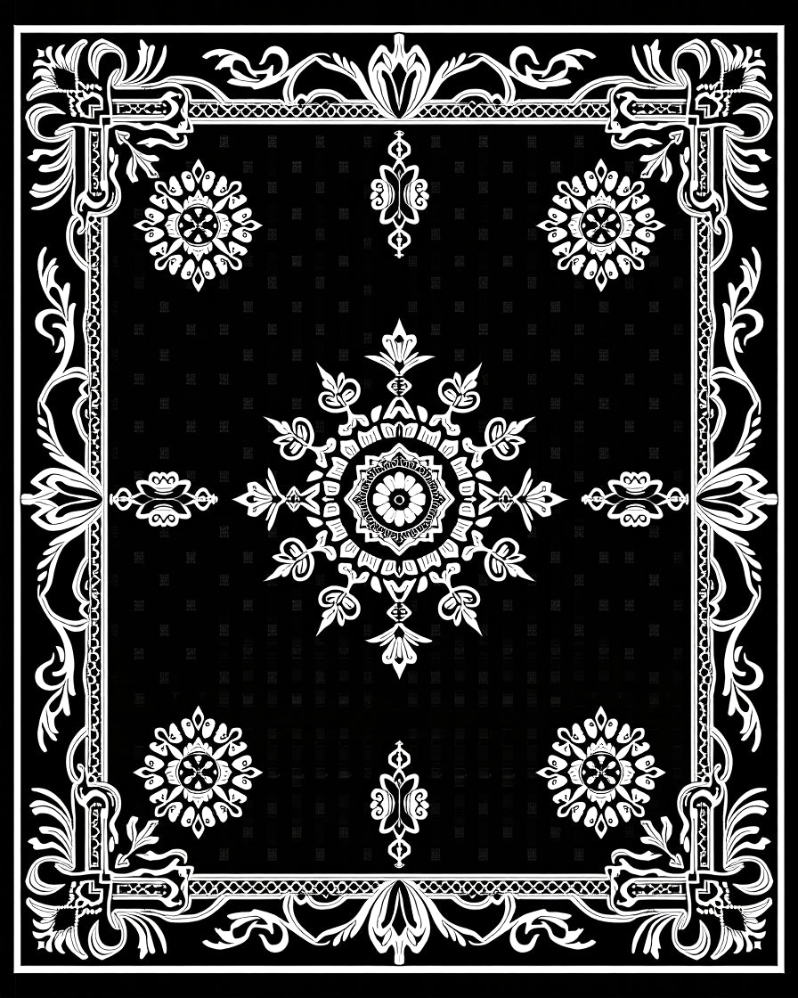 Monochromatic Ornate Lace Mandala Rug