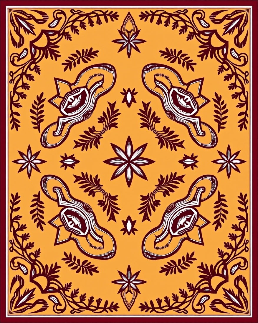 Maroon Floral Swirl Amber Rug