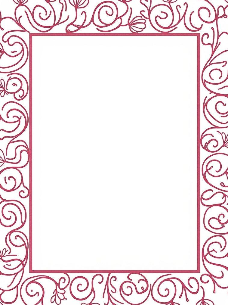 Whimsical Magenta Floral Swirl Border Rug