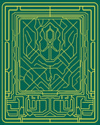 Emerald Green Geometric Circuit Rug