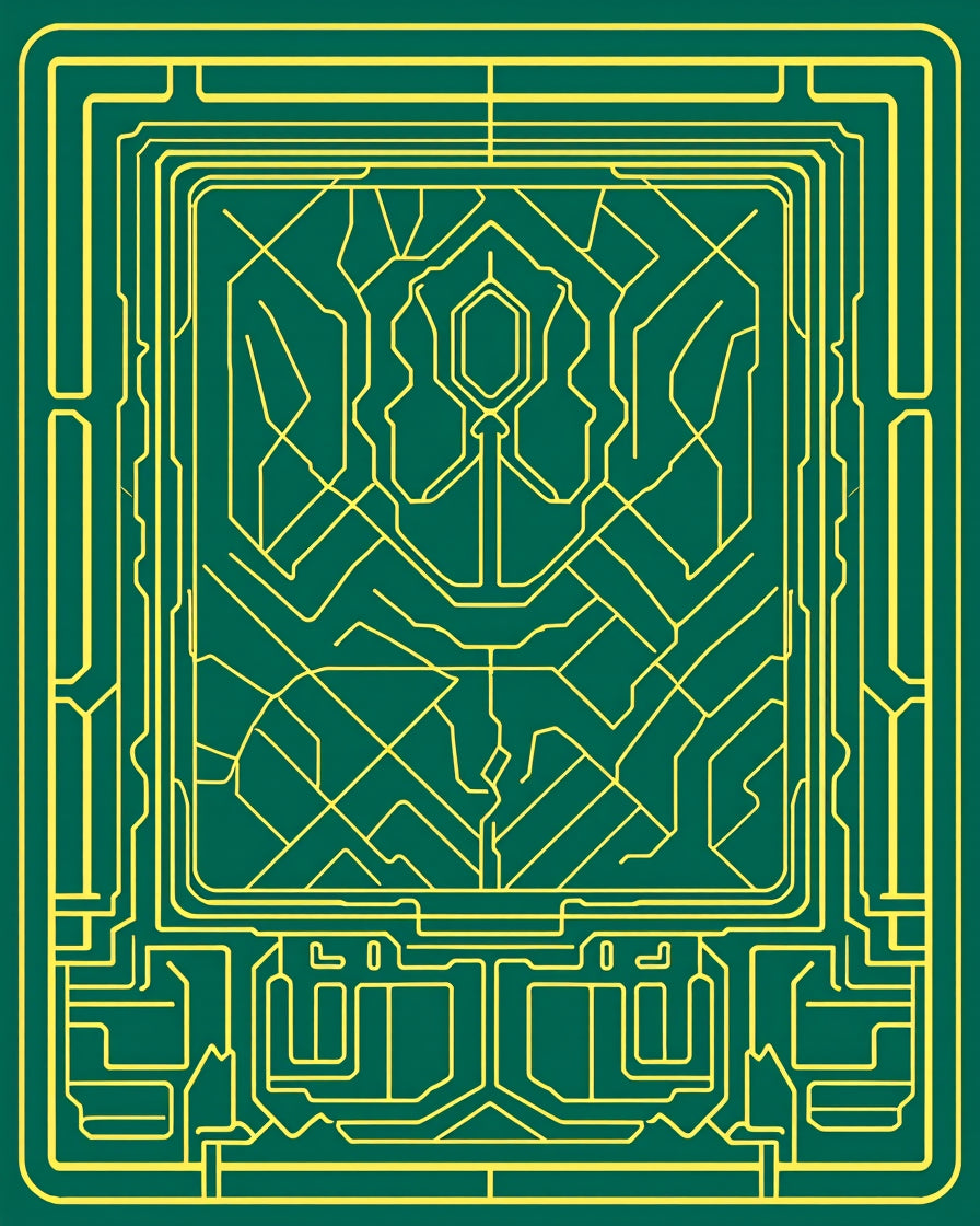 Emerald Green Geometric Circuit Rug