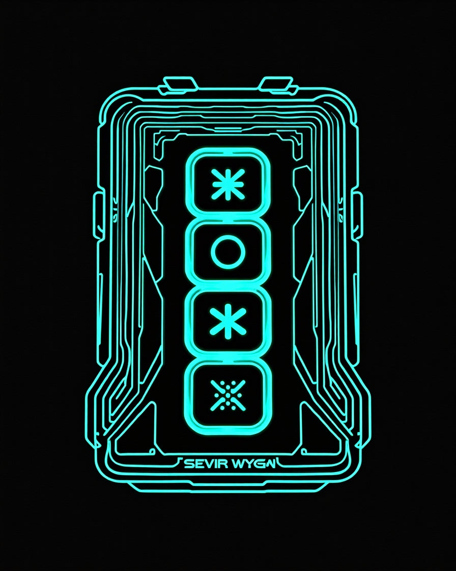 Neon Futuristic Digital Interface Symbols Rug