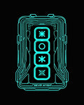 Neon Futuristic Digital Interface Symbols Rug