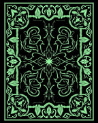 Mint Green Floral Scroll Frame Rug
