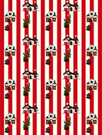 Red White Striped Gingerbread Houses Rug