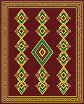 Maroon Emerald Geometric Diamond Medallion Rug