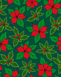 Holiday Red Poinsettia Holly Leaves Rug