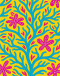 Coral Pink White Dot Flower Yellow Rug