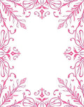 Fuchsia Faux Floral Corner Swirls Rug